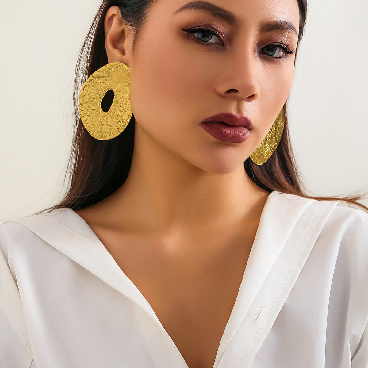 Wholesale Disc Metal Large Earrings